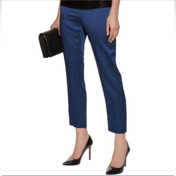 St. John $495 Women’s Emma Blue Satin Trouser Pants - 14